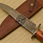 Damascus Bowie Knife Custom Handmade Damascus Steel Hunting Knife Pakka Wood Handle Leather Sheaths