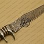 Damascus Bowie Knife Custom Handmade Damascus Steel Knife With Cow Wood Handle Leather Sheath