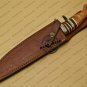 Damascus Bowie Knife Custom Handmade Damascus Steel Knife With Cow Wood Handle Leather Sheath