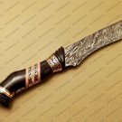 Custom Handmade Damascus Steel Hunting Knife Amazing Bowie Knife Buffalo Horn Handle Leather Sheath