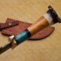 Personalized Hand Made Beautiful Stage and Kowa Wood Handle Damascus Steel Hunting Gift for Men
