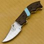 Personalized Handmade Steel Folding Pocket Knife, Turquoise Gemstone & Rose Wood Handle, Birthday