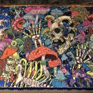 Blacklight Skeleton, Mushroom & Eyes Tapestry