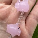 Pink Pig Glass Bead Strand