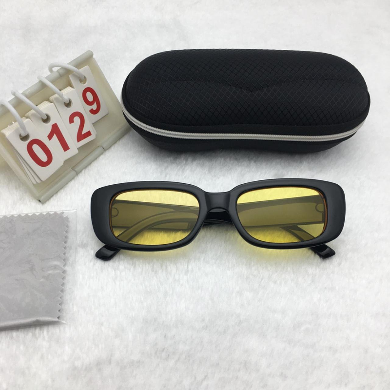 Black Frame Sunglasses Square Yellow Lens Cute shades Free shipping 446