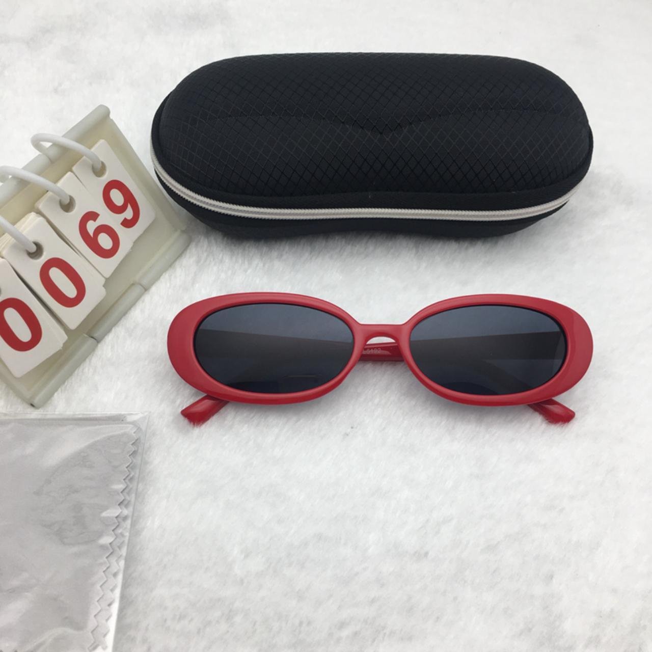 Punk Holiday Red Frame Oval lens Sunglasses Free shipping 539