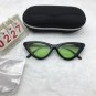 Black Frame Sunglasses Green Cat Eyes Lens Cute shades Free shipping 551