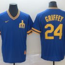Ken Griffey Jr  Seattle Mariners Baseball Jerseys Blue Embroidery