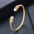 207D Gold_Missvikki Original design Stackable Bangle For Women Bridal Wedding Cubic Zircon OPen Bang