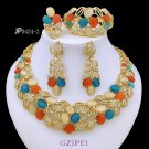 Vintage Opal Jewelry Set For Women Luxury Design Necklace Earrings Bracelet And Ring 18K Gold Plated Vintage Opal Jewelry Set For Women Luxury Design Necklace Earrings Bracelet And Ring 18K Gold Plated