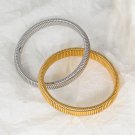 Width 10mm_Trendy Stainless Steel Double-Layer Elastic Bracelet for Women Hip Hop Spiral Waterproof Width 10mm_Trendy Stainless Steel Double-Layer Elastic Bracelet for Women Hip Hop Spiral Waterproof