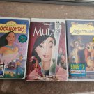 Walt Disney's Pocahontas, Mulan, Lady And The Tramp Vhs Sealed  Lot