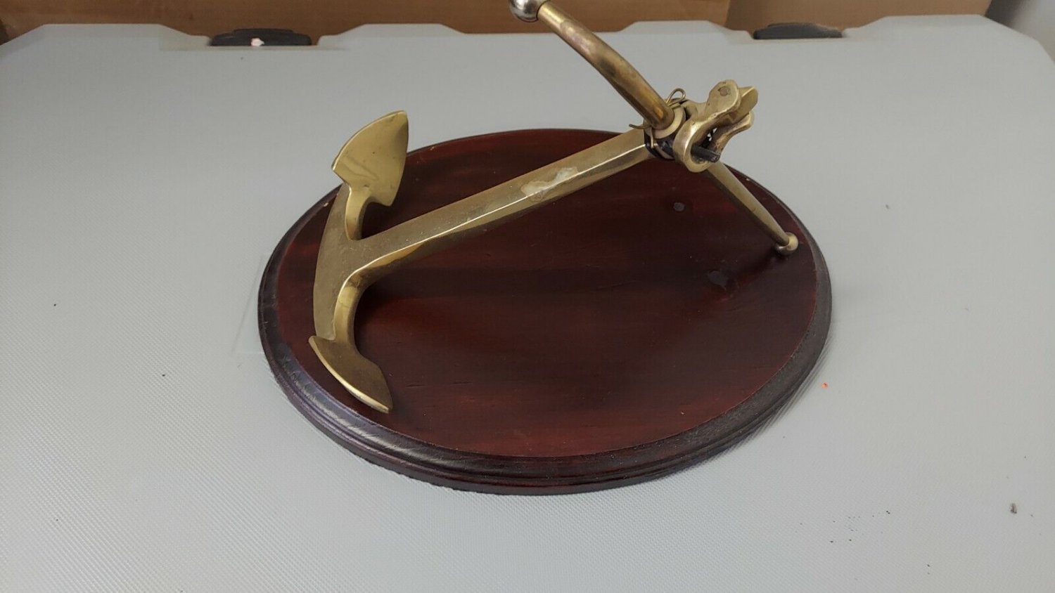 VINTAGE MINI SOLID BRASS  SAILING SHIP ANCHOR WITH SWINGING HINGE 6-1/2" X 3"