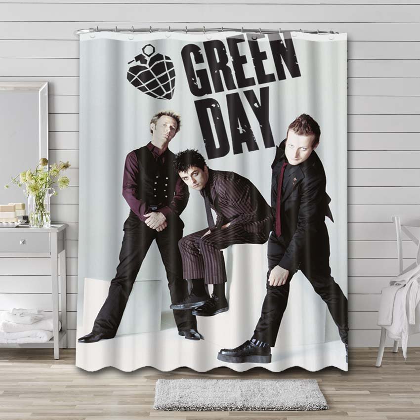 Green Day Rock Band Shower Curtain Bathroom Decoration 3695