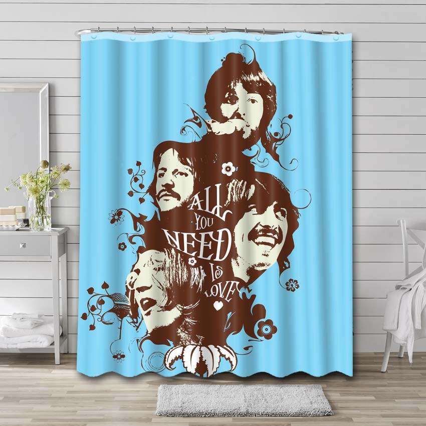 The Beatles Rock Band Shower Curtain Bathroom Decoration