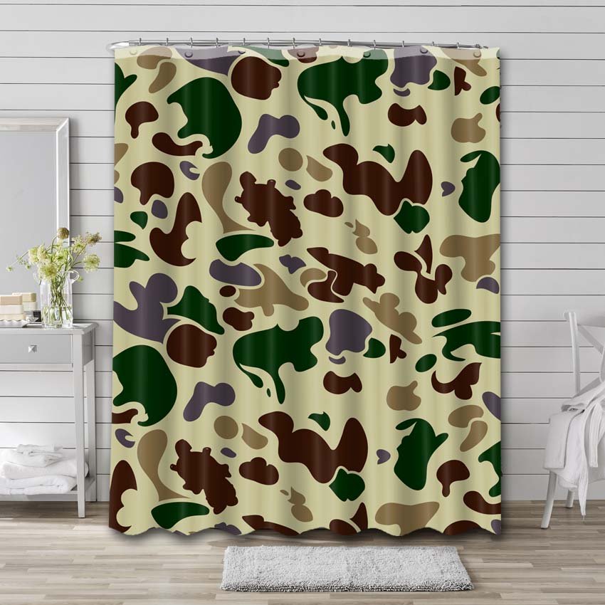 A Bathing Ape Camo Shower Curtain Bathroom Decoration