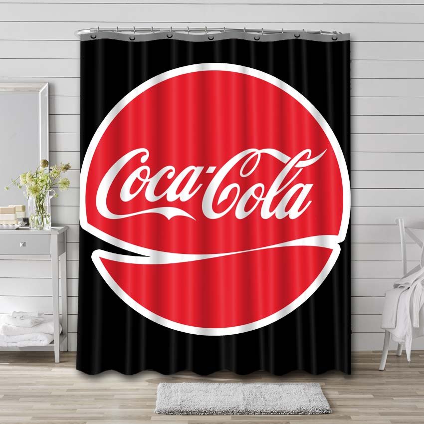 Coca Cola Logo Shower Curtain Bathroom Decoration