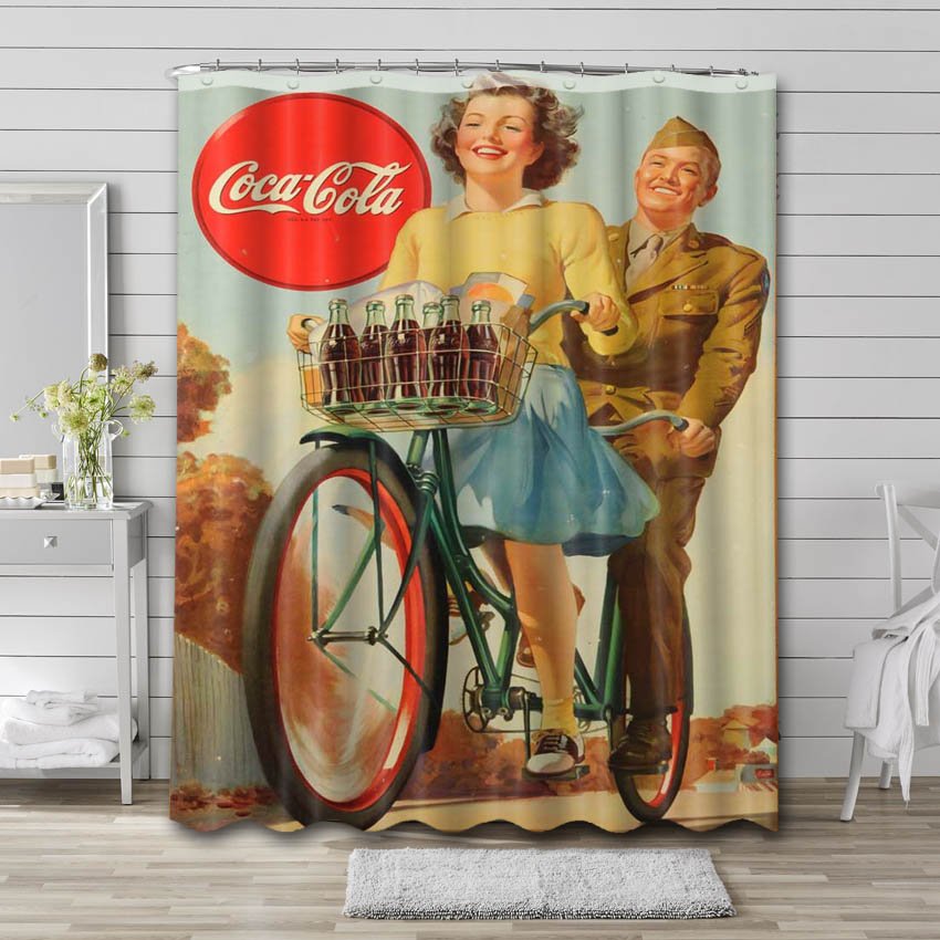 Coca Cola Vintage Shower Curtain Waterproof Polyester