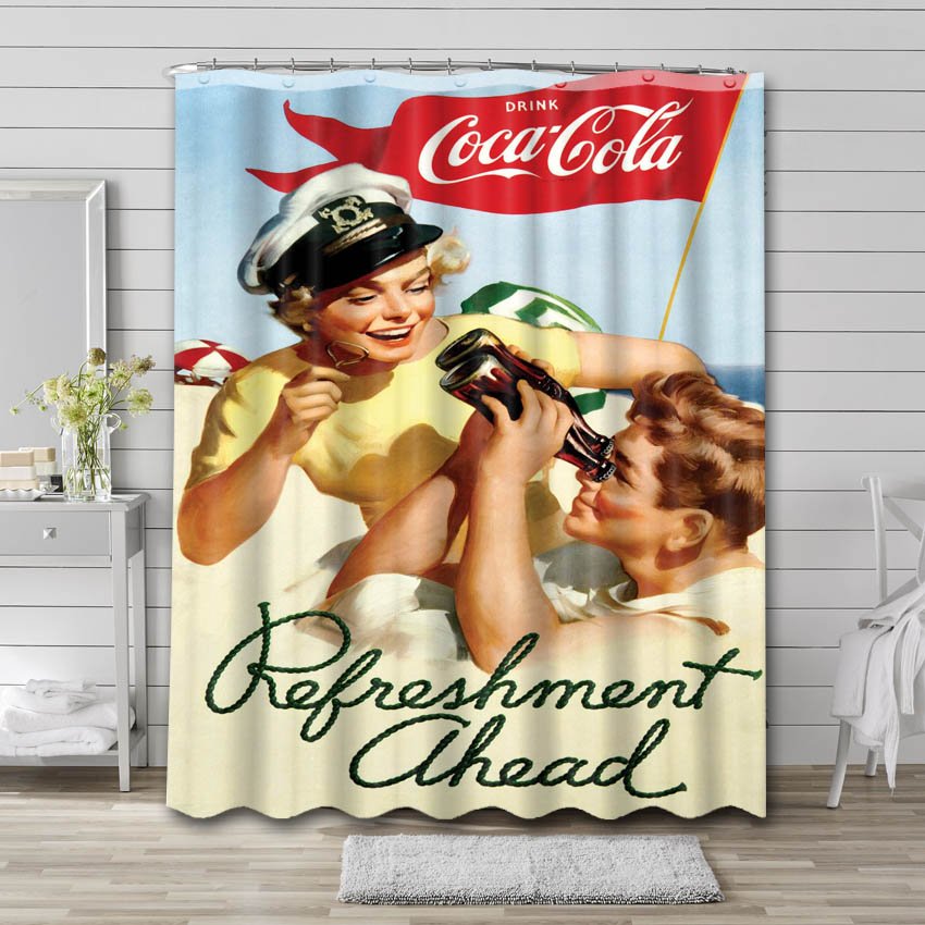 Coca Cola Coke Poster Shower Curtain Bathroom Decoration