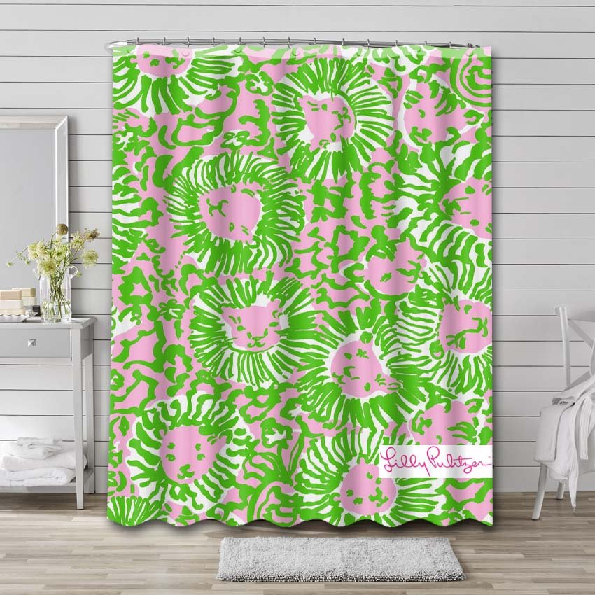 Lilly Pulitzer Sunnyside Lion Shower Curtain Waterproof Polyester