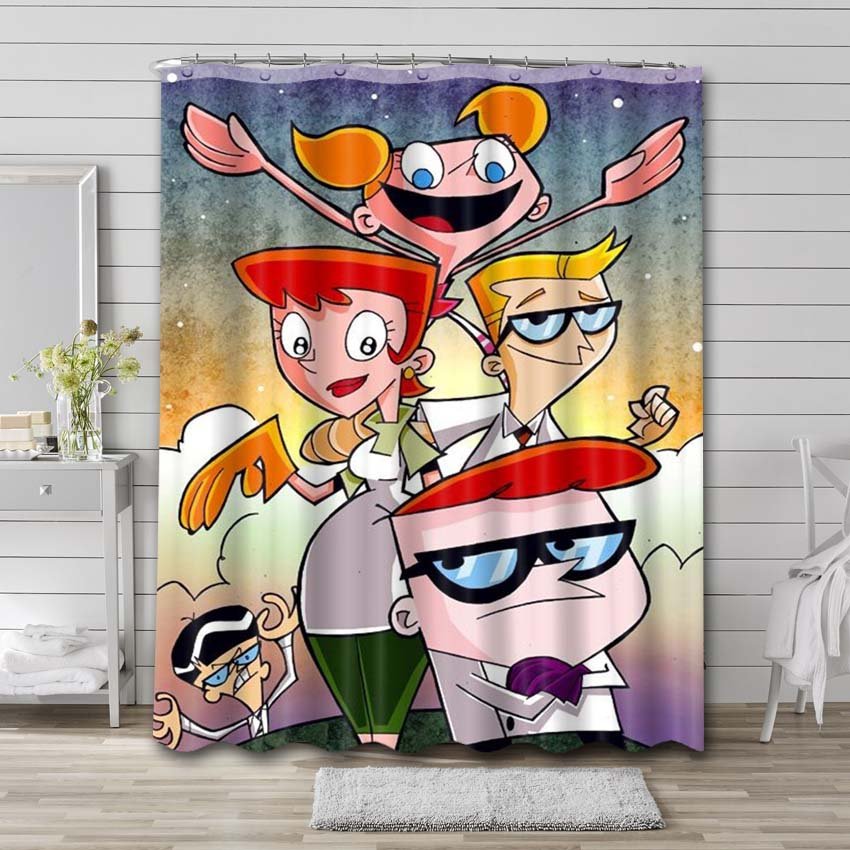 Dexter's Laboratory Cartoon Shower Curtain Waterproof Polyester