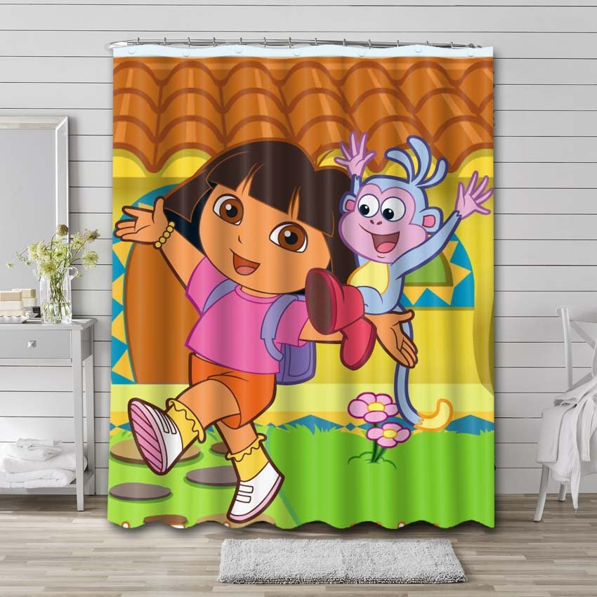 Dora the Explorer Characters Shower Curtain Bathroom Decoration
