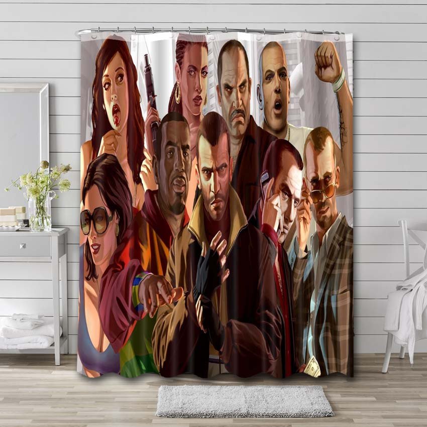 Grand Theft Auto Shower Curtain Bathroom Decoration