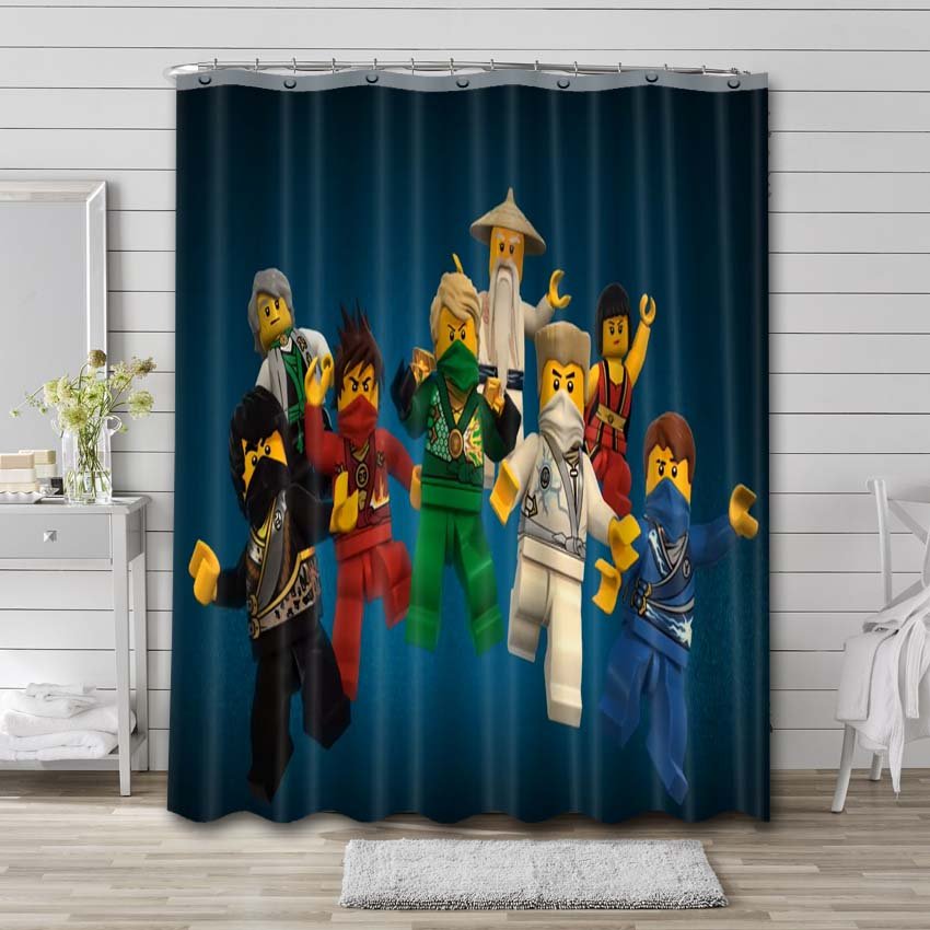 Lego Ninja Characters Shower Curtain Bathroom Decoration