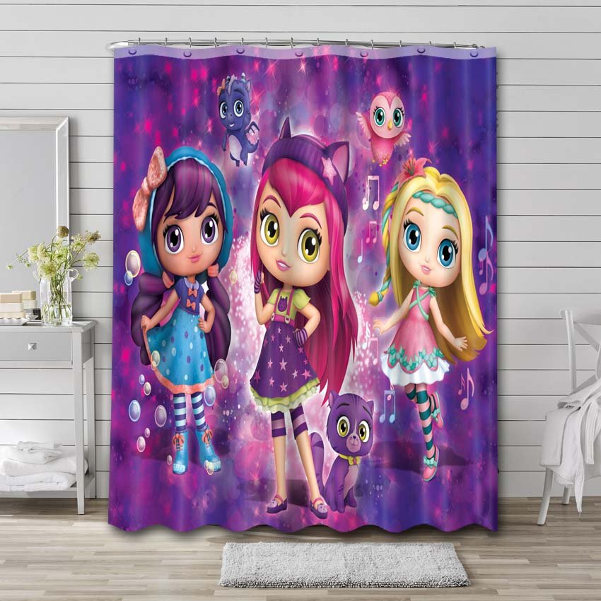 Little Charmers Cartoon Shower Curtain Bathroom Decoration