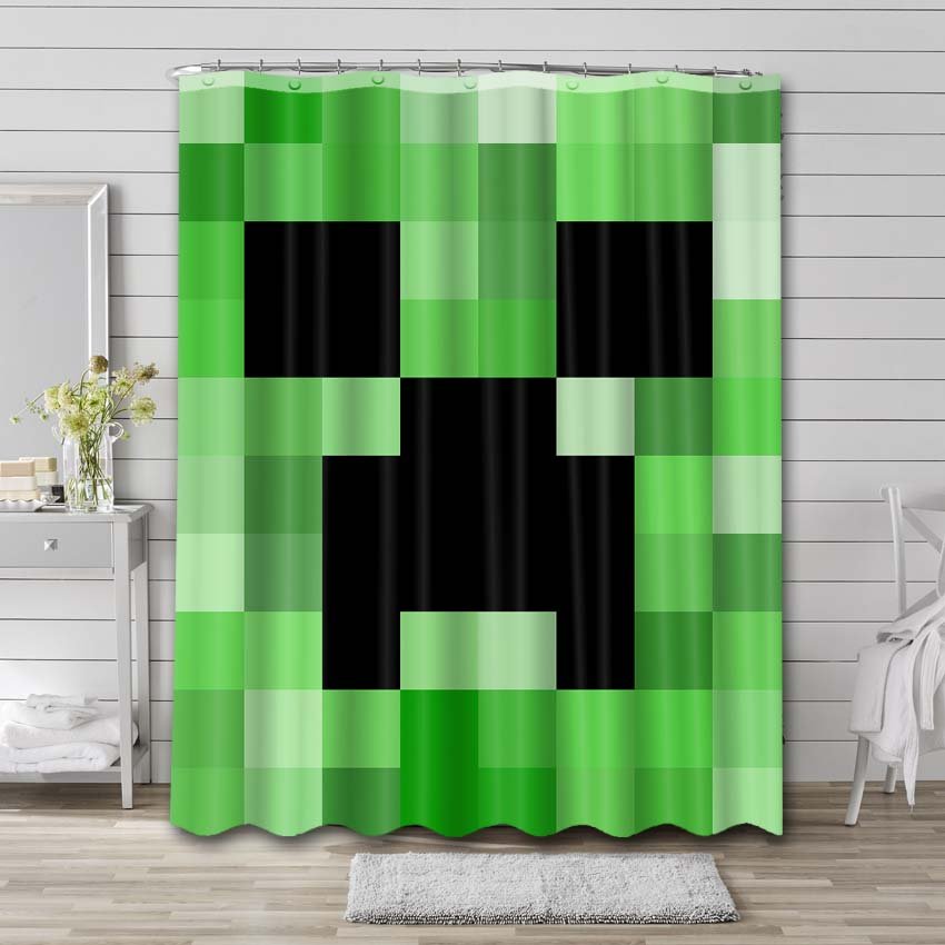 Minecraft Face Game Shower Curtain Waterproof Polyester