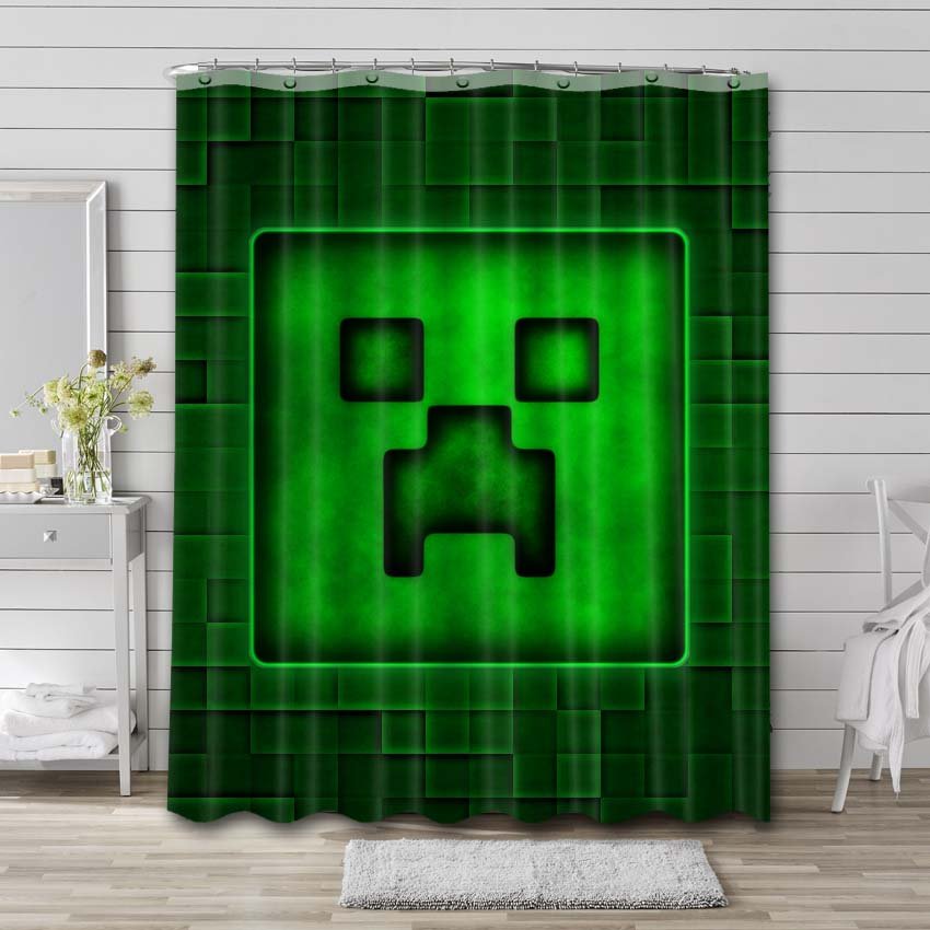Minecraft Face Game Shower Curtain Bathroom Decoration