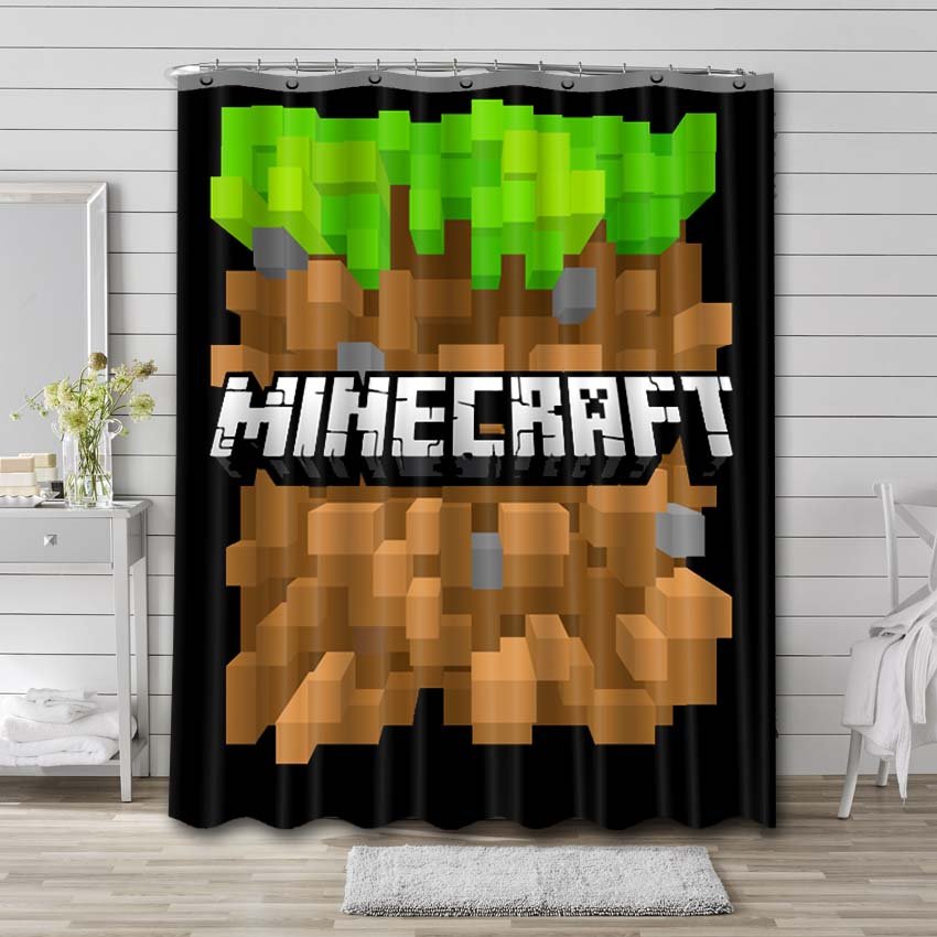 Minecraft Creeper Art Shower Curtain Bathroom Decoration