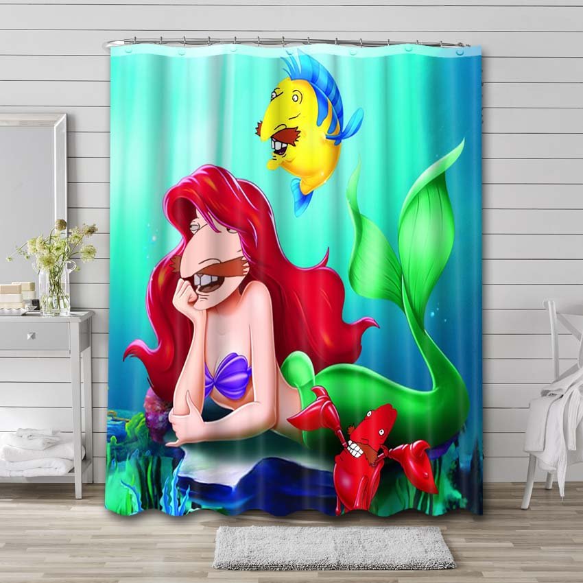 Nigel Thornberry Ariel The Little Mermaid Shower Curtain Waterproof