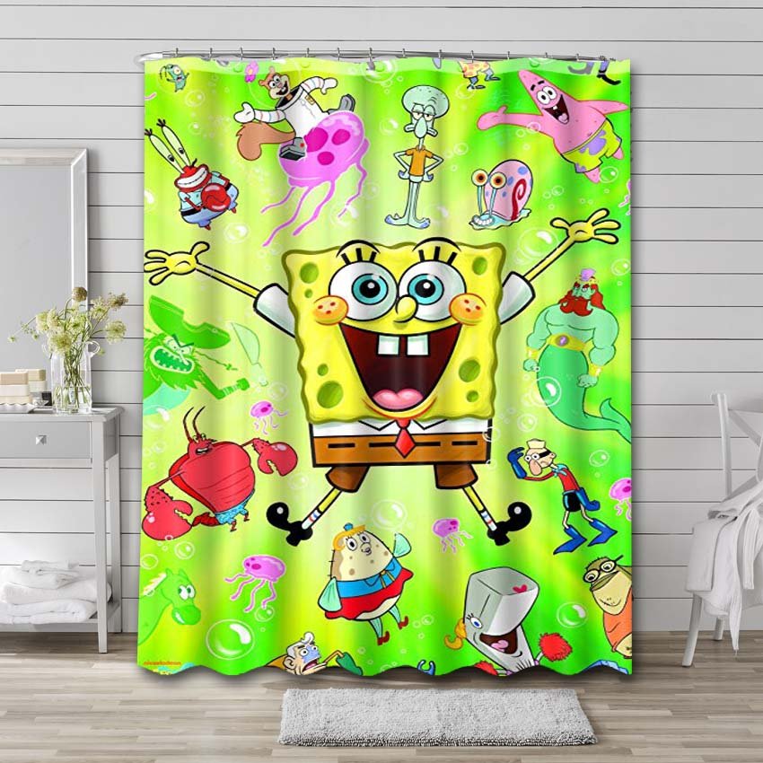 SpongeBob SquarePants Cartoon Shower Curtain Bathroom Decoration