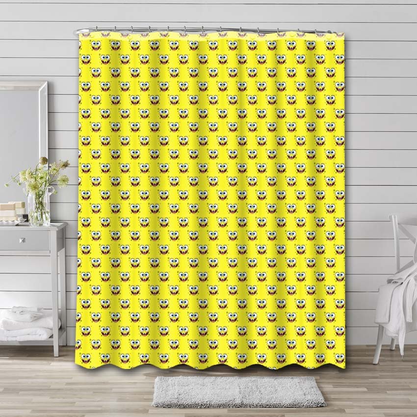 SpongeBob SquarePants Pattern Shower Curtain Bathroom Decoration