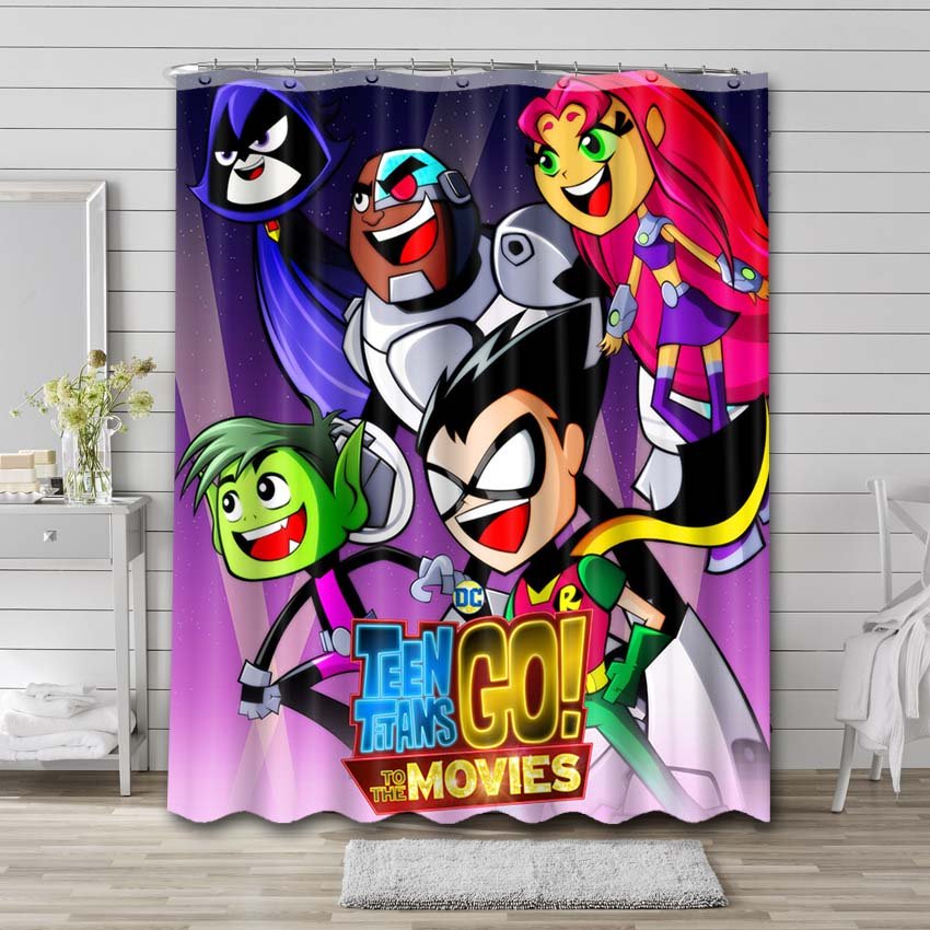 Teen Titans Cartoon Shower Curtain Bathroom Decoration