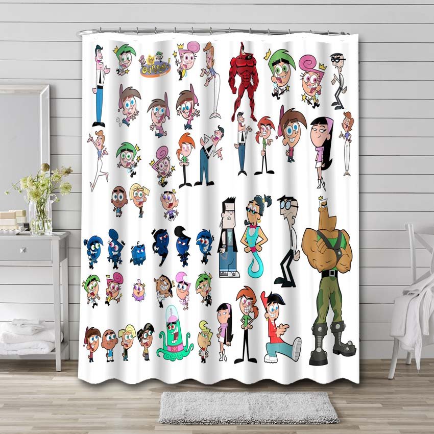 The Fairly OddParents Characters Shower Curtain Waterproof Polyester