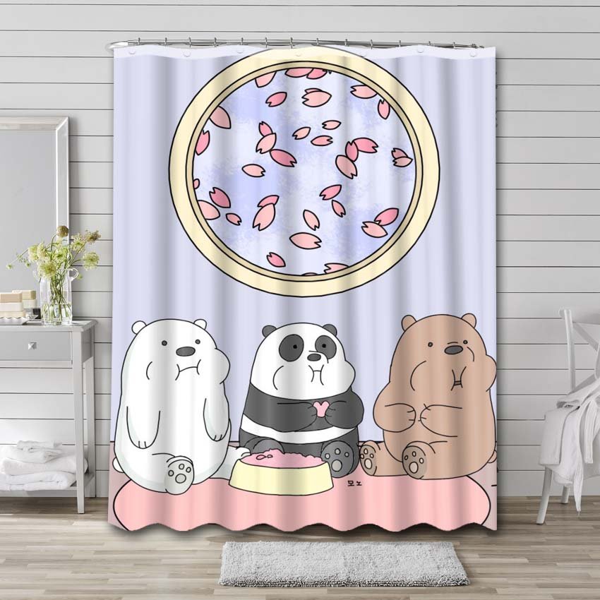 We Bare Bears Cartoon Shower Curtain Waterproof Polyester