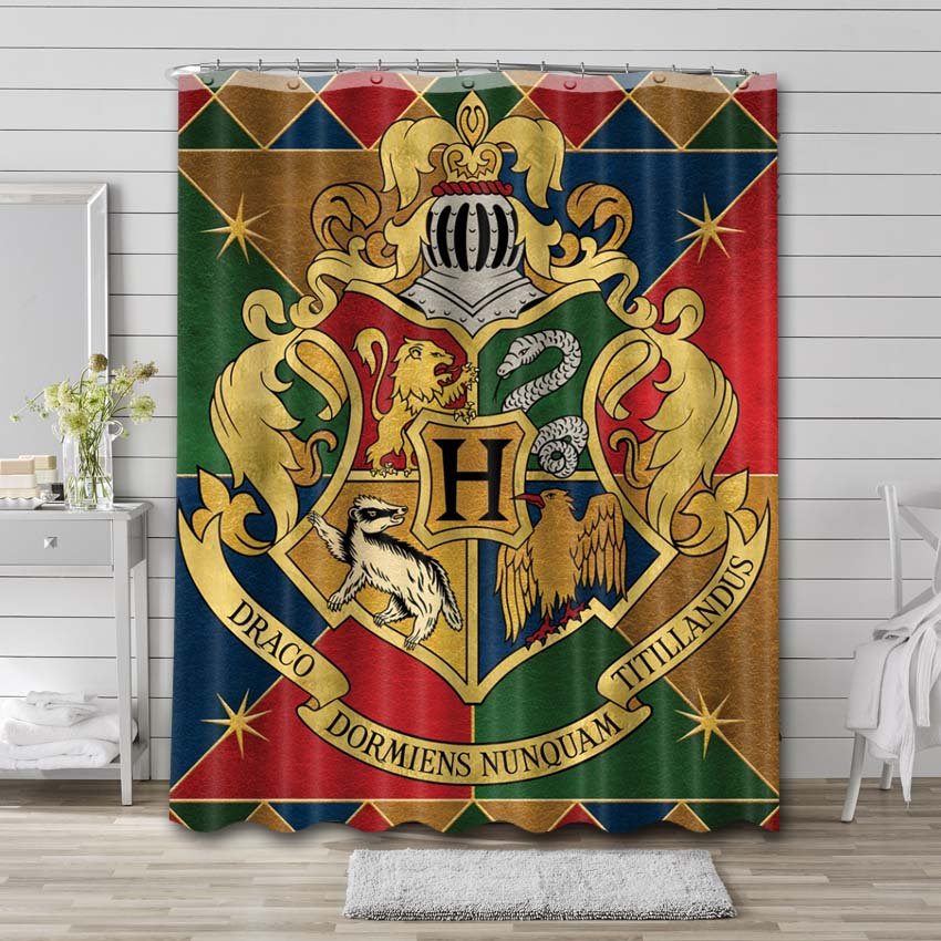 Harry Potter Hogwarts Crest Shower Curtain Waterproof Polyester