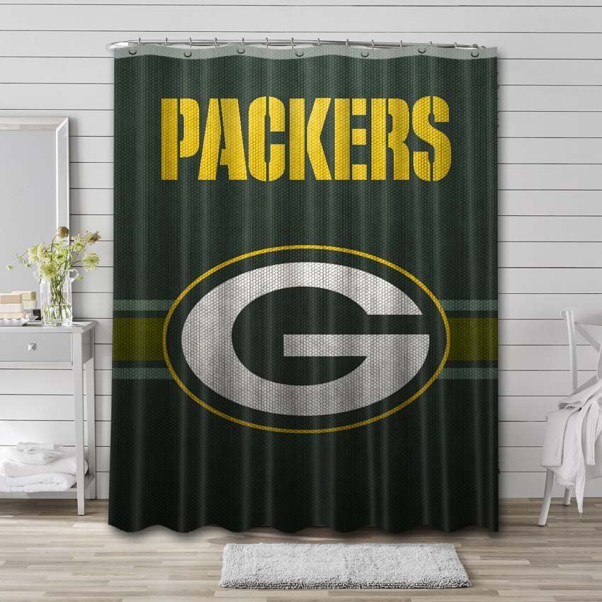 Green Bay Packers Logo Shower Curtain Bathroom Decoration