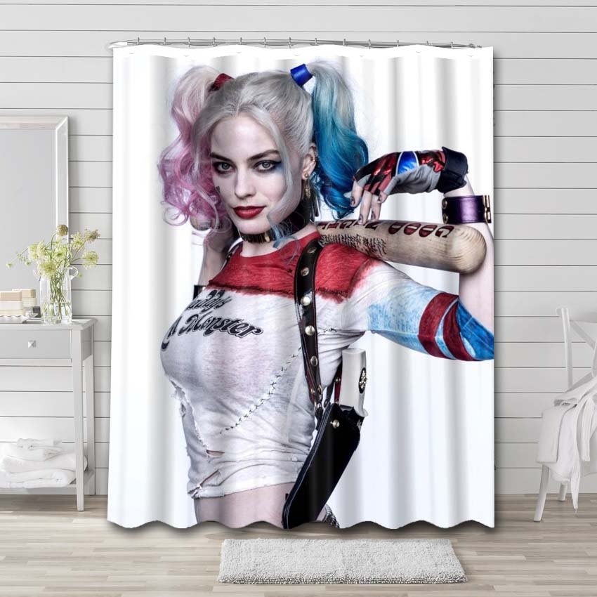 Margot Robbie Harley Quinn Shower Curtain Waterproof Polyester