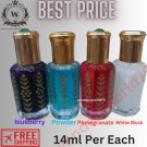 4x Musk Al Tahara 14ml White Musk+Powder+Pomegranate +blueberry