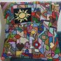 Handmade pillow made of DMC silk yarn, lined on the inside