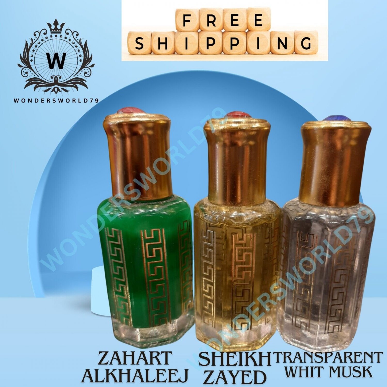 Sheikh Zayed+transparent whit musk+zhrat alkhalleej Musk oil 14ml*3