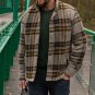 Warm men's sheep wool plaid jacket. Business comfortable warm jacket. Wool plaid
