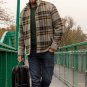Warm men's sheep wool plaid jacket. Business comfortable warm jacket. Wool plaid