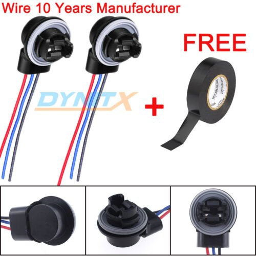 3157 Universal Socket S TWO Pigtail Wire Female Harness Front