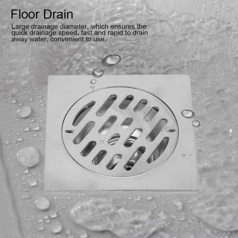 Bathroom Stainless Steel Floor Drain Square Cover Deodorize Shower