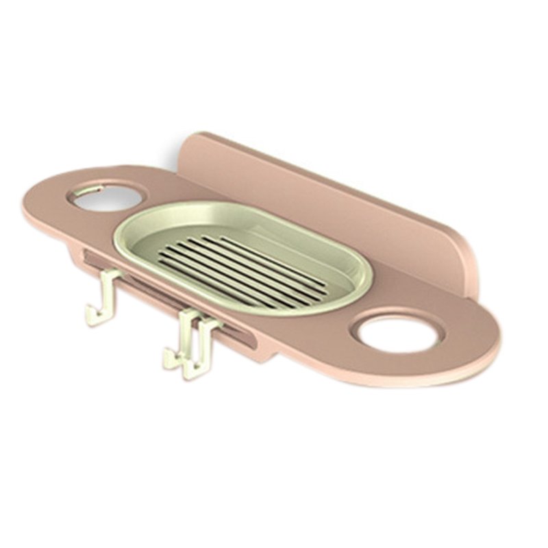 PunchFree Soap Shower Gel Dispenser Bottle Holder with Hook Wall Mount Soap Box Shampoo Storage She