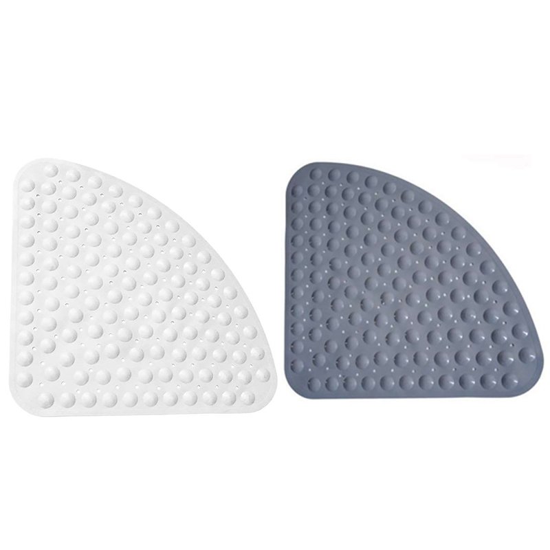 2x Corner Shower Mat Sector Rubber AntiSlip Quadrant Bath Mat Anti